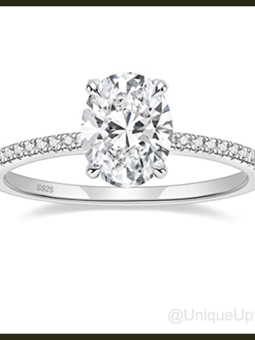 EAMTI 925 Sterling Silver Engagement Ring Oval Cut Cubic Zirconia